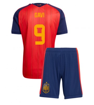 Spanien Paez Gavi #9 Hjemmebanetrøje Børn VM 2026 Kortærmet (+ Korte bukser)